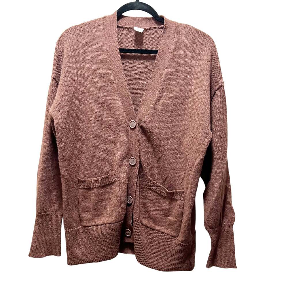 Melrose And Market Burgundy knit Oversized Knit Cardigan Sweater Button Sz XS